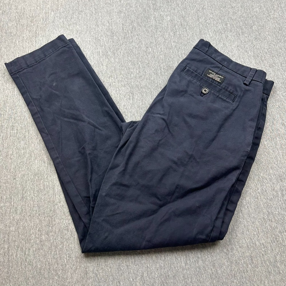 Banana Republic Mason Chino Flat Front Pants Mens 29x32 (30x30) Navy Blue‎